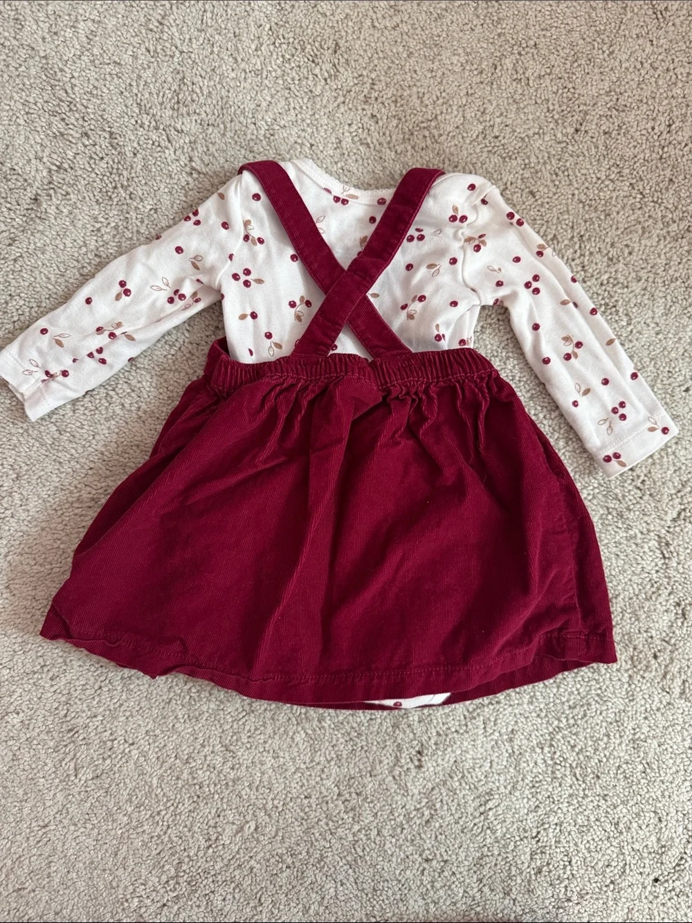 Carter's Burgundy Corduroy Pinafore Dress with Cherry-Print Top
